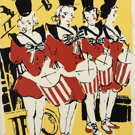 шелкография "барабанщицы" из серии "цирк"