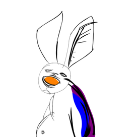 Вздыхающий кролик с рыжим носом в печали 