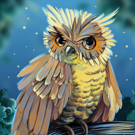 Сова. Розовая клякса