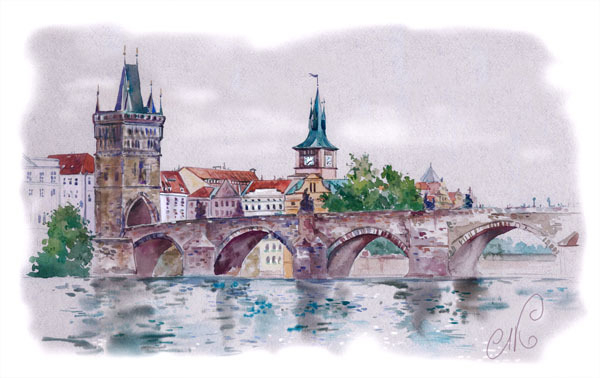 Влтава.Карлов мост.