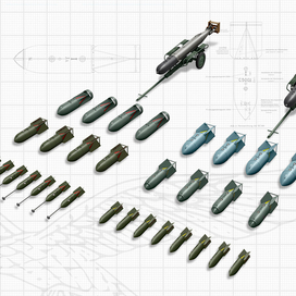 WWII German aircraft armament (box art for ICM)