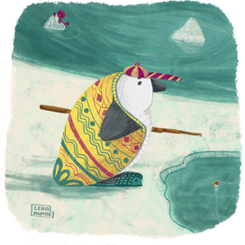 Пингвин ловит рыбу