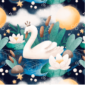 Бесшовный паттерн "Лебедь"