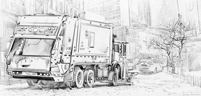 Снегопад в Нью-Йорке