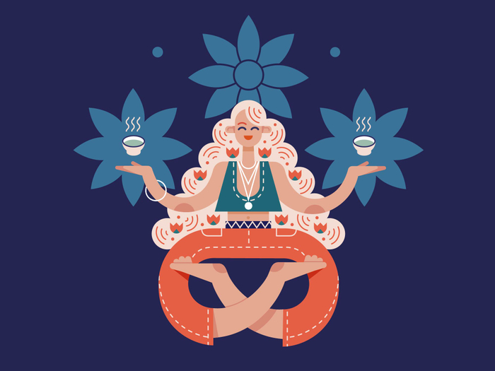 Векторный персонаж для упаковки чая