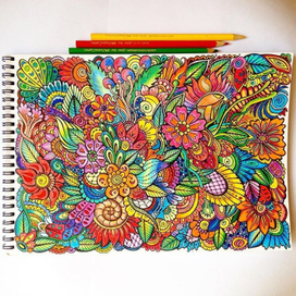 Яркие цветы, раскраска