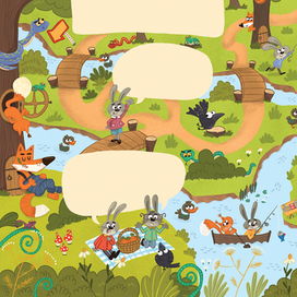 Иллюстрация для Турецкого Детского Журнала (разворот)