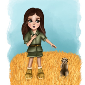 Девочка успокаивает суриката