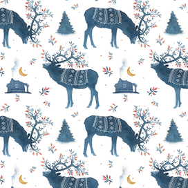 Акварельный паттерн скандинавской тематики