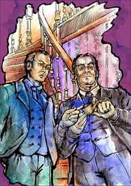 "Ватсон и Майкрофт Холмс". Иллюстрация к рассказу о Шерлоке Холмсе.