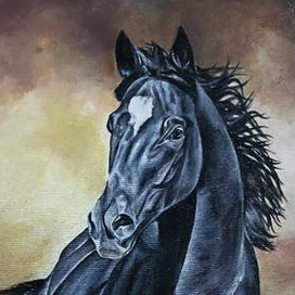 Конь.Работа выполнена на холсте акриловыми красками.