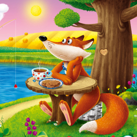 Иллюстрация к интерактивному приложению для Ipad, Iphone "Лиса и Журавль"