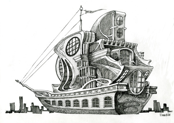 Архитектурная фантазия. Эскиз к офорту.