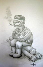 на бревнышке