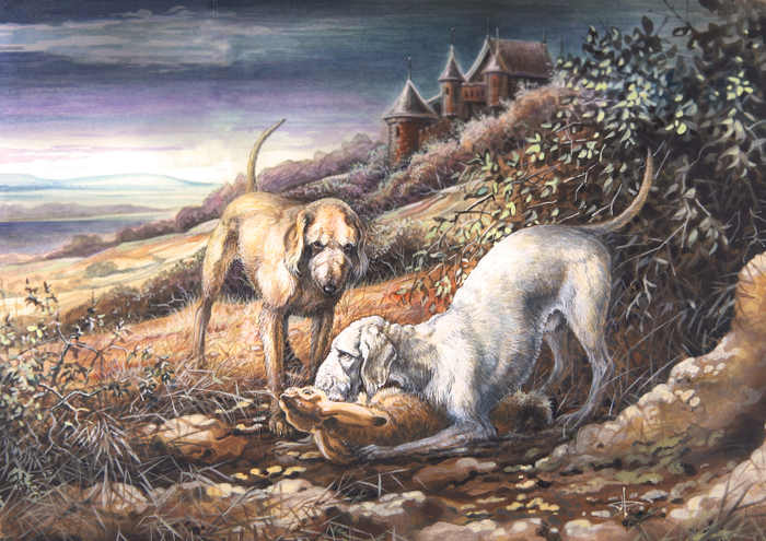 Бедлингтон-терьер. По кролику.