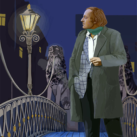 Иосиф Бродский на Львином мостике