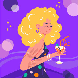 Девушка с коктейлем 