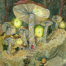 Серия иллюстраций "грибные домики"