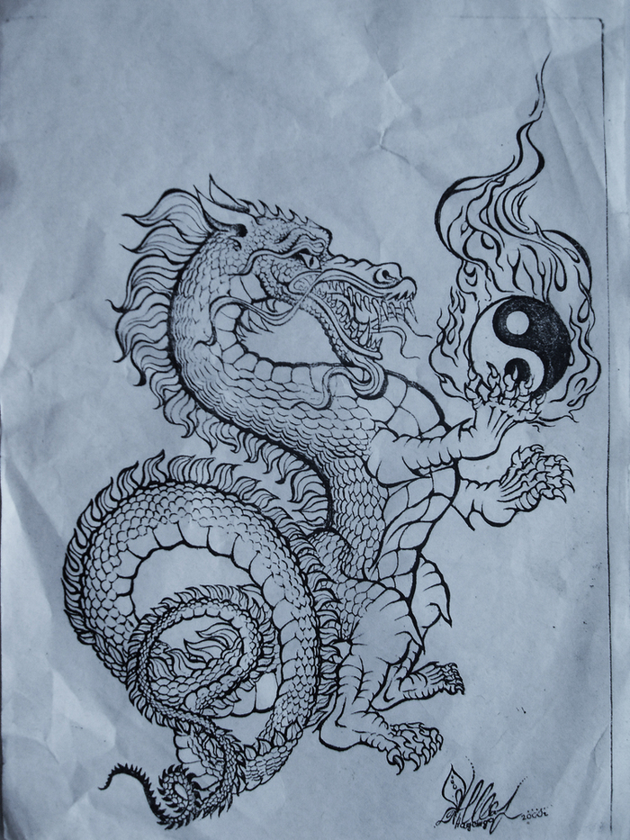 Тату для бойцовского клуба.Дракон. Смесь восточного и европейского.