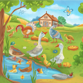 Иллюстрация для книжки с окошками "Мамы и малыши"