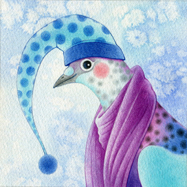 голубь зимним днём