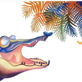 Иллюстрация к детской авторской книжке "Жил-был крокодил"