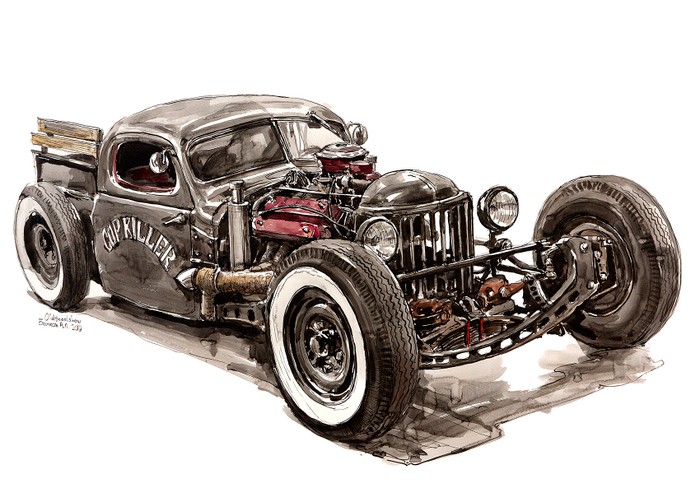 рисунок рэт-род автомобиля Iron Head ( Cop Killer )
