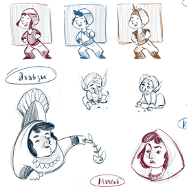 Скетчи персонажей к детской книге "Маленький Мук"