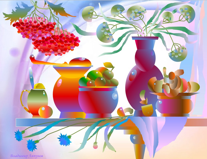 Иллюстрация. Натюрморт с калиной
