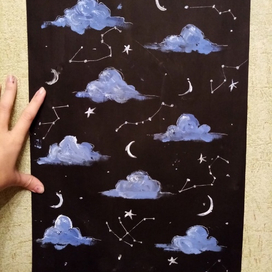 волшебные созвездия, гуашь