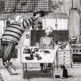 в гостях. кот.