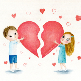 Идеальная половинка. Иллюстрация ко Дню святого Валентина.