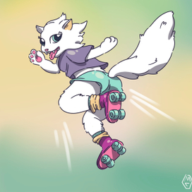 Кошка на роликах