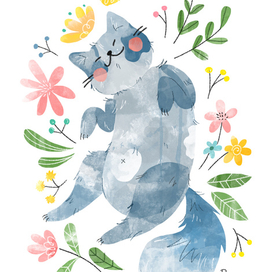 Милая акварельная открыточка