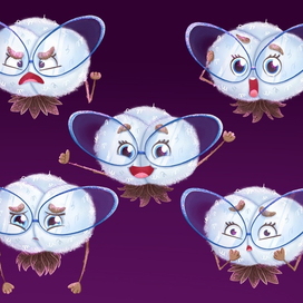 Цветок хлопка. Концепт бренд-персонажа. Эмоции