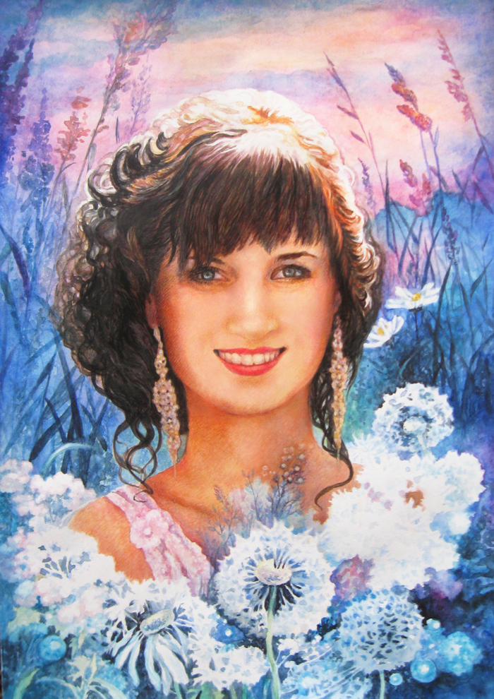 В белом с розовым на заре