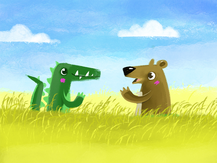 Про то как крокодил и медвежонок волшебное яблоко искали