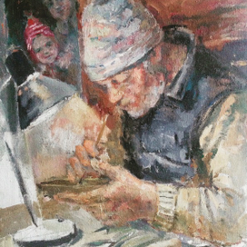 "Дед мастерит" . Холст, масло