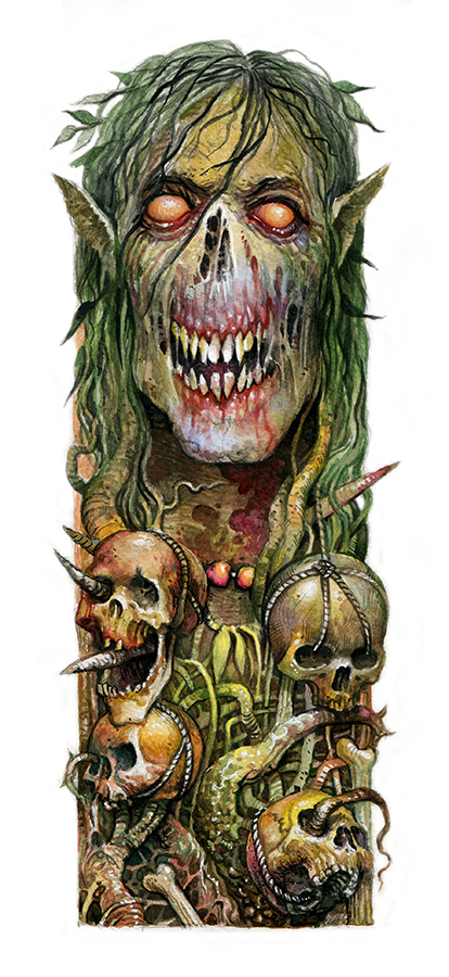 Иллюстрация в энциклопедию о мифах, преданиях и сказочных персонажах. Акварель, формат 14х20 см