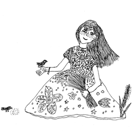 Девушка и птицы