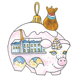 Хрюша Лаки. Новогодняя открытка.