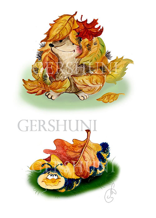 В листьях..))