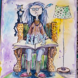 Бабушка, читающая сказку про Муми Троллей