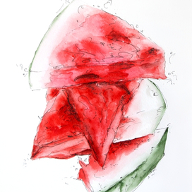 Watermelon slices in watercolor