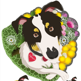 Летняя иллюстрация щенка для соц.сетей