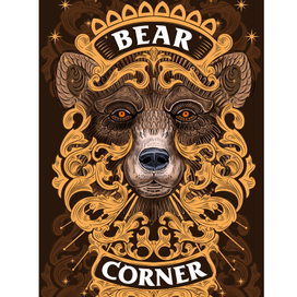 Сливэтикетка на бутылку, водка Bear Corner