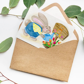 Акварельный заяц кролик 8 марта