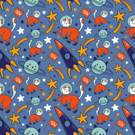 Принт "Кот космонавт"