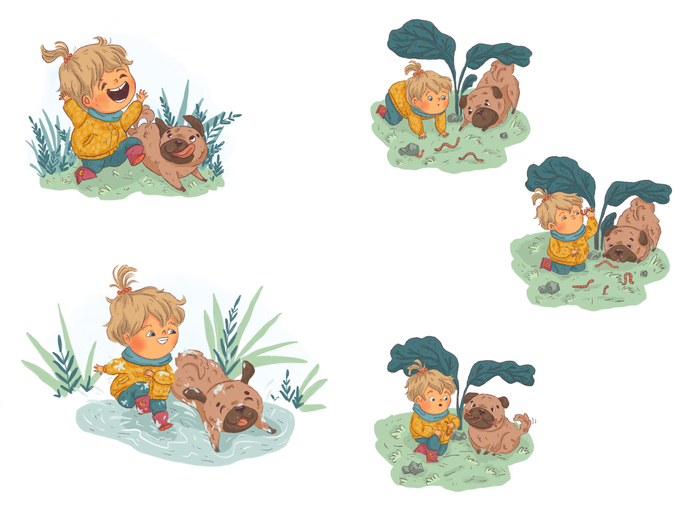 Девочка и мопс