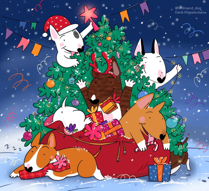 Рождество и Бультерьеры